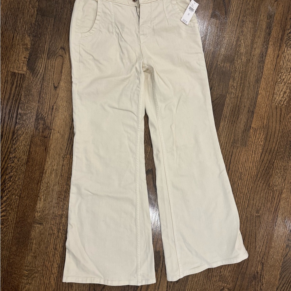 Cream Wide-Leg Pants